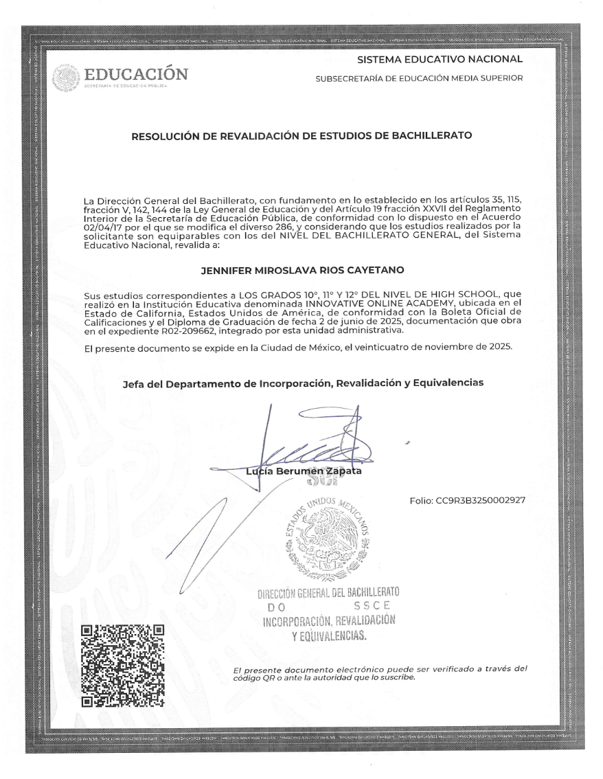 Resolución de Revalidación de la SEP (México)